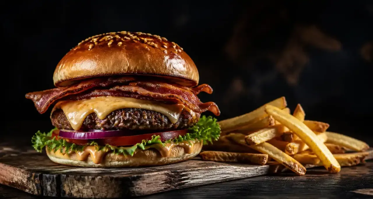 Burger artisanal genereux au fromage fondu