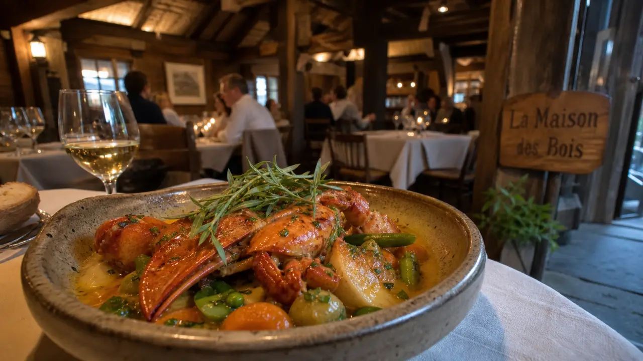 Resto la maison des bois plaisir : navarin de homard aux légumes de printemps, homard et herbes fraîches