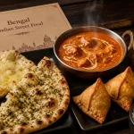 bengal indian street food : butter chicken, naans et lassi mangue