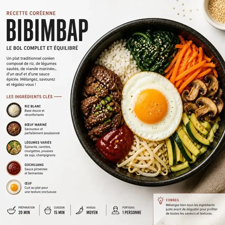 Recette de Bibimbap coréen pour un voyage en cuisine