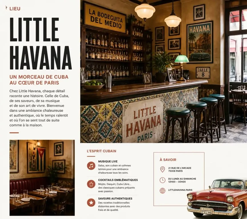 Ambiance du restaurant Little Havana, street food cubaine Paris 2e
