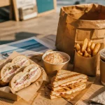 HEMEN local street food Hendaye Plage : bagel, frites, coleslaw