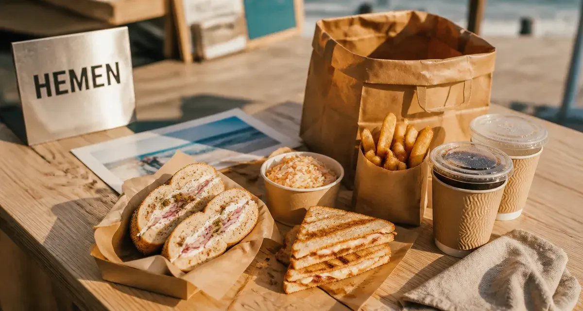 HEMEN local street food Hendaye Plage : bagel, frites, coleslaw