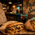 Philly Soul street food américaine : cheesesteak, frites et soda givré
