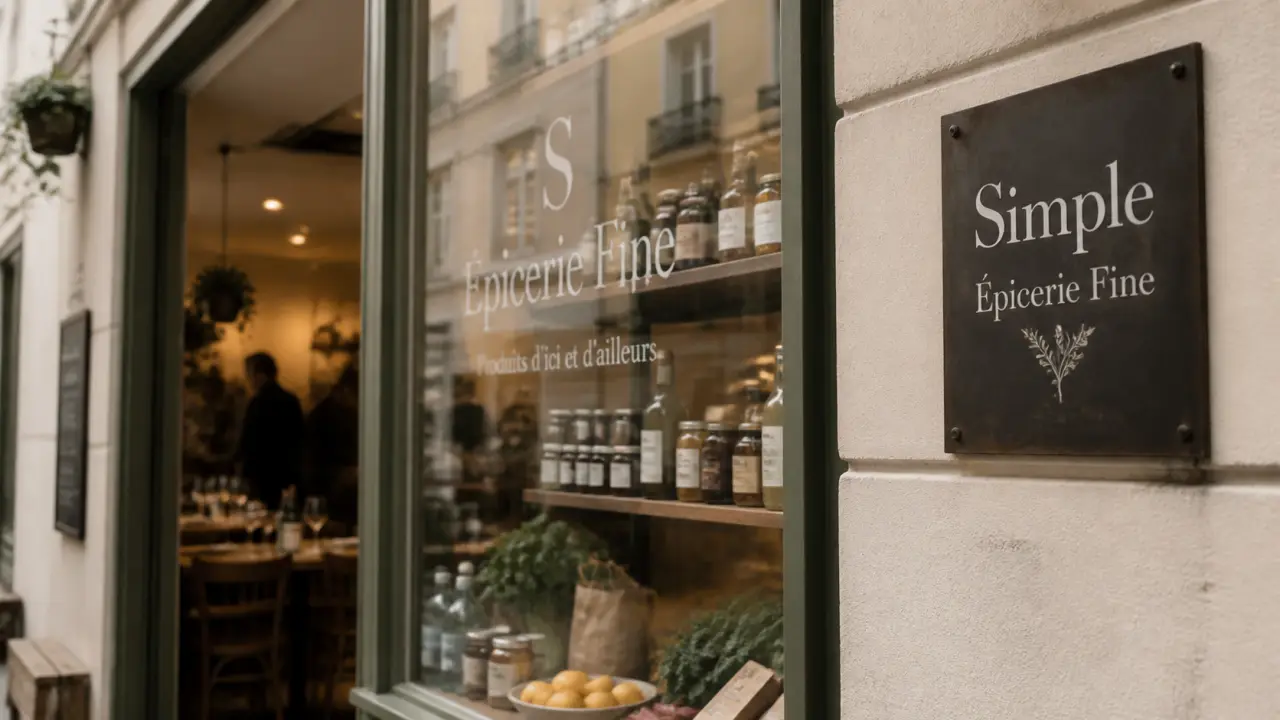 Simple épicerie fine à Nice : vitrine et façade