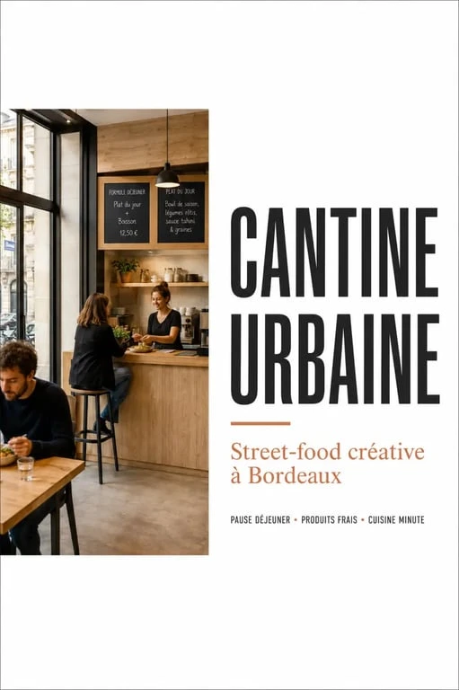 Gustave Creative Street Food à Bordeaux, ambiance de cantine urbaine et façade de restaurant