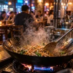 Koa Thaï street food cantine, cuisine thaï devant les clients à Strasbourg gare