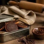 Le comptoir de mathilde - chocolaterie & épicerie fine : biscuits sablés chocolat noir sur comptoir en bois
