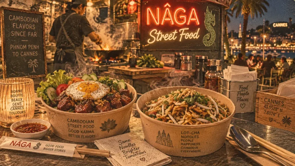Nâga street food cannes : bowls lok-lak fumants