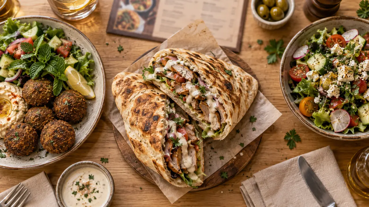 Noura street food : sandwich libanais, falafels et salade
