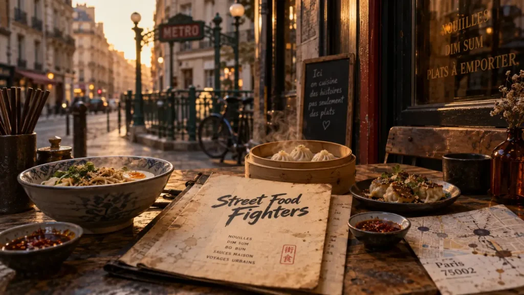 Street food fighters Paris : vitrine 75002, nouilles fumantes et dim sum