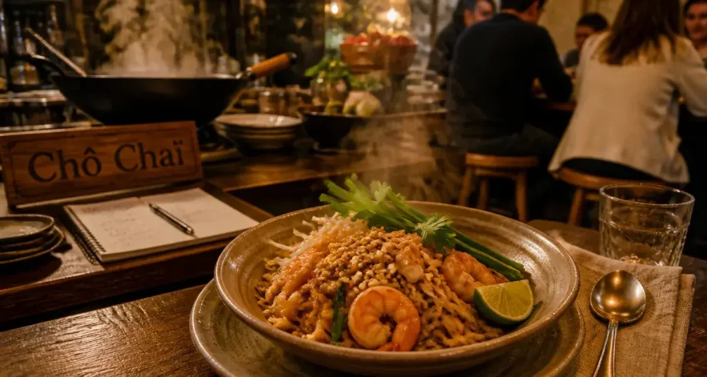 Chô Chaï Paris 5 – thaï street food : Pad Thaï fumant au restaurant