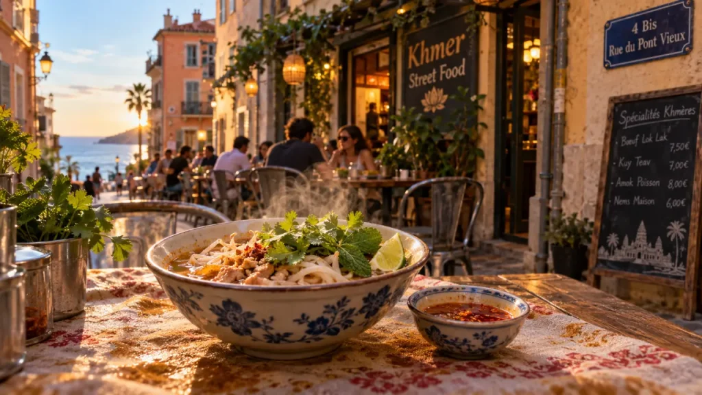 khmer street food à Nice : bol de nouilles cambodgiennes et sauce maison