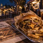 Le 58 street food au Pontet : smash burgers, menu et frites sur table