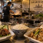 Nâga street food grasse : bol de riz et lok-lak au comptoir cambodgien