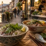 yin ba viet street food à Annecy : bols pho et bun boeuf fumants, herbes et citron